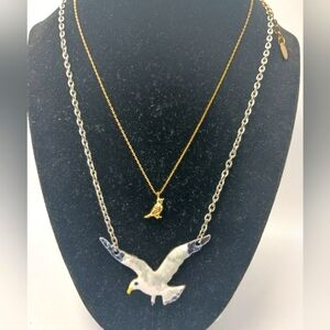 BIRDS- Gold and Silver Toned Bird Pendant Necklaces
